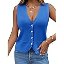 Saodimallsu Womens Sleeveless Sweater Vest V Neck Button Knit Cardigan