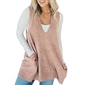 Saodimallsu Womens Sleeveless Sweater Vest V Neck Long Tunic Dress