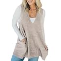 Saodimallsu Womens Sleeveless Sweater Vest V Neck Long Tunic Dress