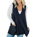 Saodimallsu Womens Sleeveless Sweater Vest V Neck Long Tunic Dress