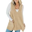 Saodimallsu Womens Sleeveless Sweater Vest V Neck Long Tunic Dress