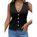 Saodimallsu Womens Sleeveless Sweater Vest V Neck Button Knit Cardigan