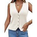 Saodimallsu Womens Sleeveless Sweater Vest V Neck Button Knit Cardigan