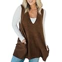 Saodimallsu Womens Sleeveless Sweater Vest V Neck Long Tunic Dress