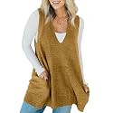 Saodimallsu Womens Sleeveless Sweater Vest V Neck Long Tunic Dress