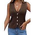 Saodimallsu Womens Sleeveless Sweater Vest V Neck Button Knit Cardigan