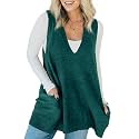 Saodimallsu Womens Sleeveless Sweater Vest V Neck Long Tunic Dress
