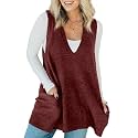 Saodimallsu Womens Sleeveless Sweater Vest V Neck Long Tunic Dress