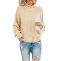 Saodimallsu Womens Turtleneck Oversized Sweaters Batwing Long Sleeve Pullover Loose Chunky Knit Jumper
