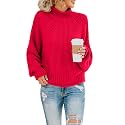 Saodimallsu Womens Turtleneck Oversized Sweaters Batwing Long Sleeve Pullover Loose Chunky Knit Jumper