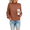 Saodimallsu Womens Turtleneck Oversized Sweaters Batwing Long Sleeve Pullover Loose Chunky Knit Jumper