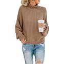 Saodimallsu Womens Turtleneck Oversized Sweaters Batwing Long Sleeve Pullover Loose Chunky Knit Jumper