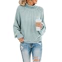 Saodimallsu Womens Turtleneck Oversized Sweaters Batwing Long Sleeve Pullover Loose Chunky Knit Jumper