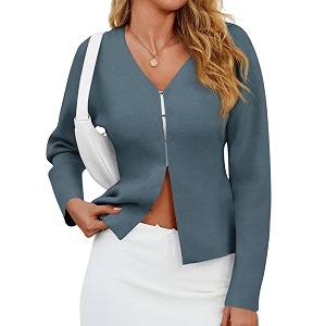 Saodimallsu Womens V Neck Sweater Blazer Peplum