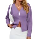 Saodimallsu Womens V Neck Sweater Blazer Peplum