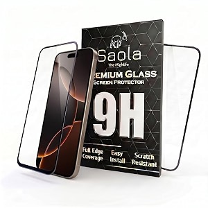saola 9h clear tempered glass for apple iphone 16 pro pack of 2 with hassle-less installation kit full screen coverage 63 inch