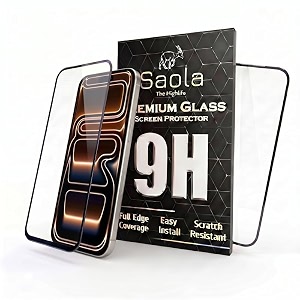 saola 9h clear tempered glass for apple iphone 17 pro max pack of 2 with hassle-less installation kit full screen coverage 69 inch