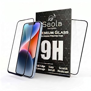 saola 9h clear tempered glass for apple iphone 14 pack of 1 with hassle-less installation kit full screen coverage 61 inch