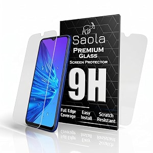 saola 9h clear tempered glass for realme c3 pack of 2 with free installation kit full screen coverage - 65 inch