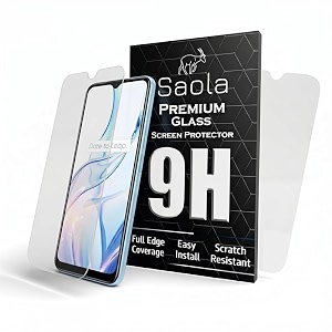 saola 9h clear tempered glass for realme c30s pack of 2 with free installation kit full screen coverage - 65 inch