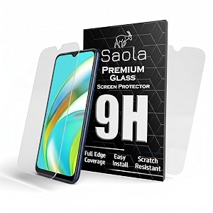 saola 9h clear tempered glass for realme c12 pack of 2 with free installation kit full screen coverage - 65 inch