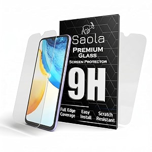 saola 9h clear tempered glass for vivo v20 pack of 2 with free installation kit full screen coverage - 644 inch