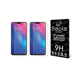 saola 9h clear tempered glass for vivo v9 pack of 2 with free installation kit full screen coverage - 63 inch