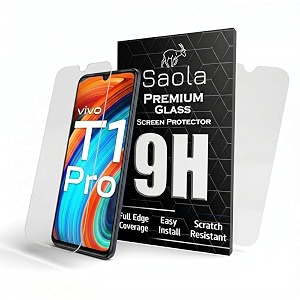 saola 9h clear tempered glass for vivo t1 pro pack of 2 with free installation kit full screen coverage - 658 inch