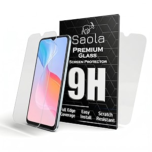 saola 9h clear tempered glass for vivo y21g pack of 2 with free installation kit full screen coverage - 651 inch