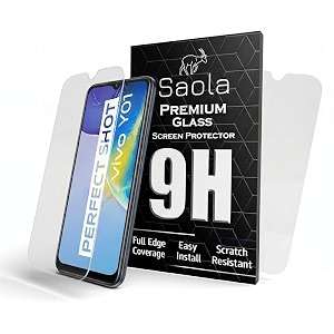 saola 9h clear tempered glass for vivo y01 smartphone pack of 2 with free installation kit full screen coverage - 651 inch