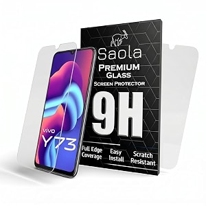 saola 9h clear tempered glass for vivo y73 smartphone pack of 2 with free installation kit full screen coverage - 644 inch