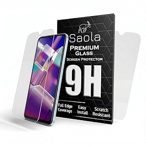 saola 9h clear tempered glass for vivo y22 smartphone pack of 2 with free installation kit full screen coverage - 655 inch