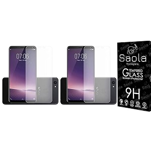 saola 9h clear tempered glass for vivo v7 pack of 2 with free installation kit full screen coverage - 57 inch
