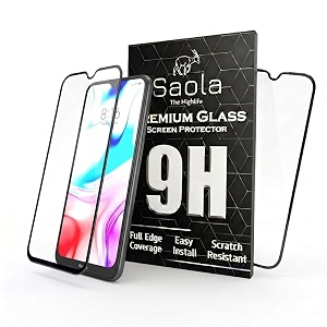 saola 9h clear tempered glass for xiaomi redmi 8 pack of 2 with free installation kit full screen coverage - 622 inch