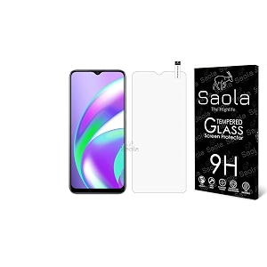 saola 9h tempered glass for realme c12 pack of 1 with free installation kit full screen coverage free replacement if received damaged - 65 inch