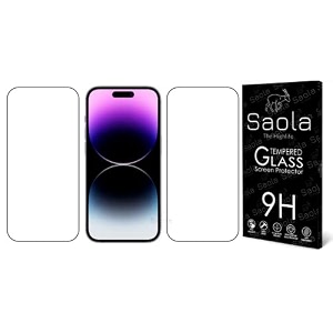saola crystal clear screen protector for apple iphone 14 pro  9h tempered glass smooth touch full coverage case friendly 2-step installation kit  quick amp easy application pack of 2