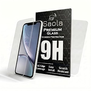 saola crystal clear screen protector for apple iphone xr  9h tempered glass smooth touch full coverage case friendly 2-step installation kit  quick amp easy application pack of 2