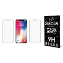 Saola Crystal Clear Screen Protector for Apple iPhone x | 9H Tempered Glass, Smooth Touch, Full Coverage, Case Friendly, 2-Step Installation Kit | Quick &amp; Easy Application (Pack of 2)