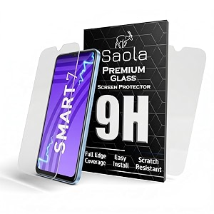 saola crystal clear screen protector for infinix 7  9h tempered glass smooth touch full coverage case friendly 2-step installation kit  quick amp easy application pack of 2