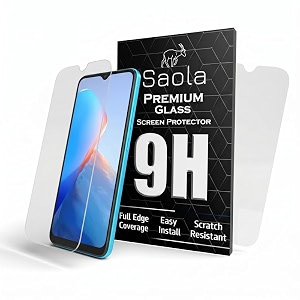 saola crystal clear screen protector for infinix 7 plus  9h tempered glass smooth touch full coverage case friendly 2-step installation kit  quick amp easy application pack of 1