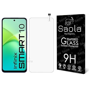 saola crystal clear screen protector for infinix smart 10  9h tempered glass smooth touch full coverage case friendly 2-step installation kit  quick amp easy application pack of 1