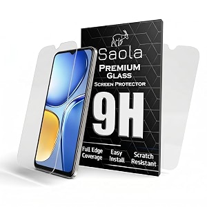 saola crystal clear screen protector for itel a90  9h tempered glass smooth touch full coverage case friendly 2-step installation kit  quick amp easy application pack of 2