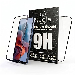 saola crystal clear screen protector for motorola g34  9h tempered glass smooth touch full coverage case friendly 2-step installation kit  quick amp easy application pack of 1