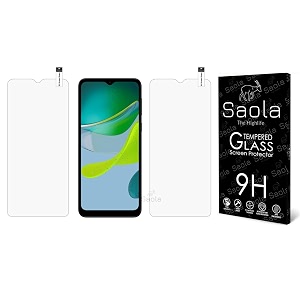 saola crystal clear screen protector for motorola e13  9h tempered glass smooth touch full coverage case friendly 2-step installation kit  quick amp easy application pack of 2