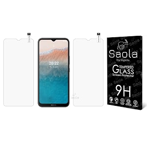 saola crystal clear screen protector for nokia c21  9h tempered glass smooth touch full coverage case friendly 2-step installation kit  quick amp easy application pack of 2