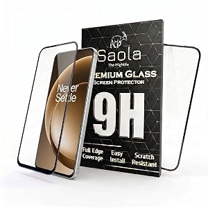 saola crystal clear screen protector for oneplus 15  9h tempered glass smooth touch full coverage case friendly 2-step installation kit  quick amp easy application pack of 2