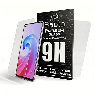 saola crystal clear screen protector for oppo a96  9h tempered glass smooth touch full coverage case friendly 2-step installation kit  quick amp easy application pack of 2