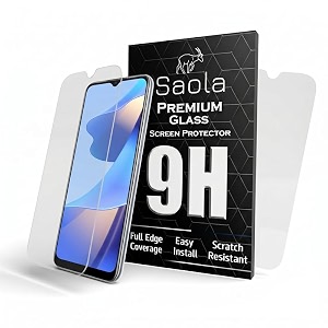saola crystal clear screen protector for oppo a16  9h tempered glass smooth touch full coverage case friendly 2-step installation kit  quick amp easy application pack of 2