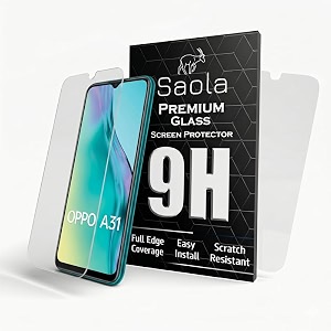 saola crystal clear screen protector for oppo a31  9h tempered glass smooth touch full coverage case friendly 2-step installation kit  quick amp easy application pack of 2