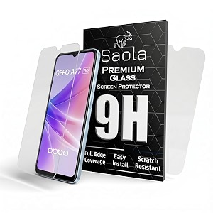 saola crystal clear screen protector for oppo a77  9h tempered glass smooth touch full coverage case friendly 2-step installation kit  quick amp easy application pack of 2